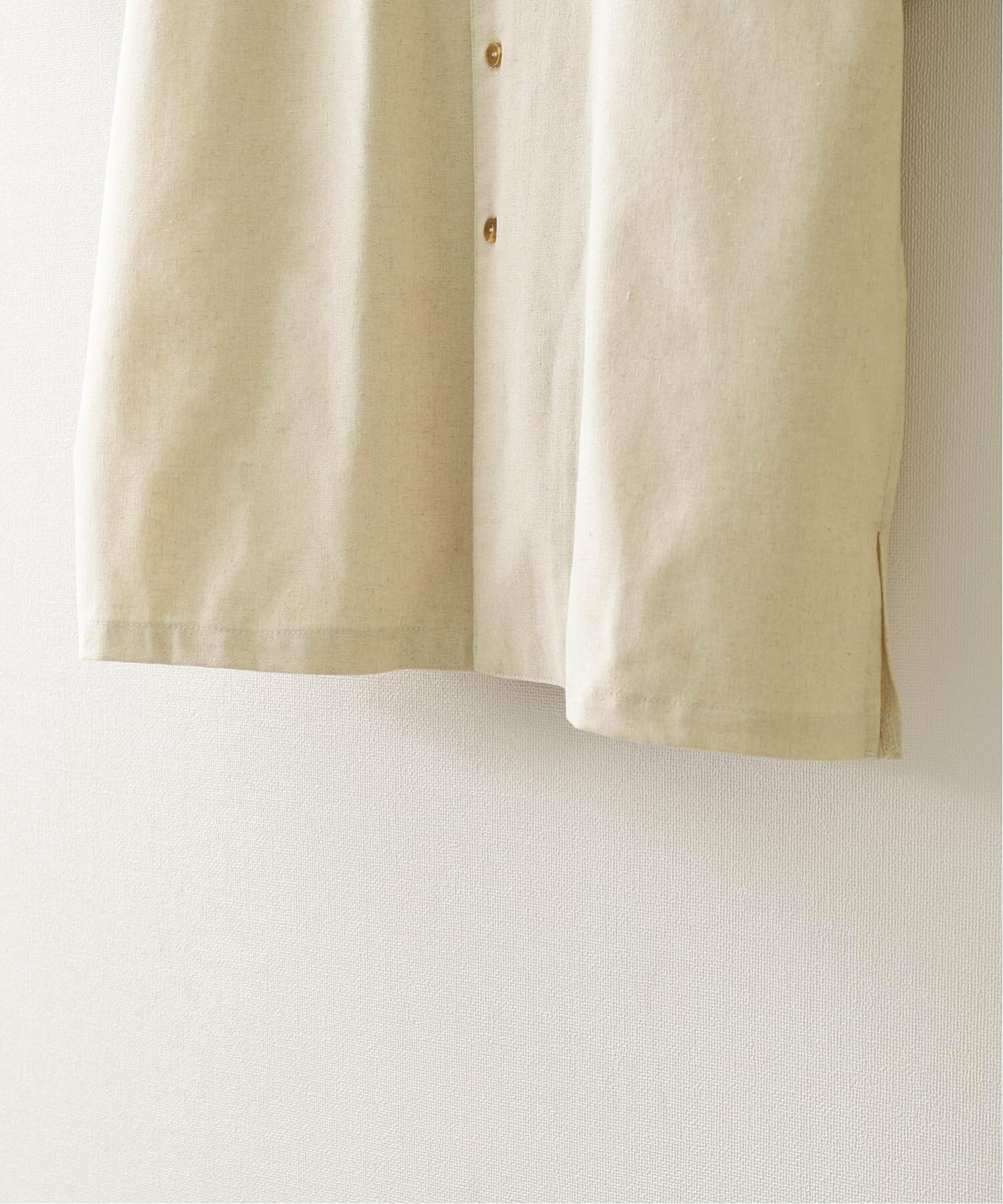 綿麻リネンライクオープンカラーシャツ